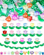FIVEIZERO 340PCS Glass Tulip Flower Beads, 17 Colors Crystal Floral Bead Charms for Bracelets, Necklaces & DIY Jewelry Making Crafts - color: Glass Tulip