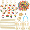 AUGSUN 189 Pcs LGBT Pride Keychain Making Kit DIY Bead Keychain Crafts Rainbow Charm Gay Lesbian Accessories for Pride Month Gifts LGBT Party Celebrations - style: LGBT