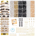 Xylise 6mm/8mm Crackle Glass Beads Bracelet Making Kit Crystal Glass Beads Jewelry Making Kit, Friendship Bracelet kit for DIY Crafts Gifts - color: Two-tone black