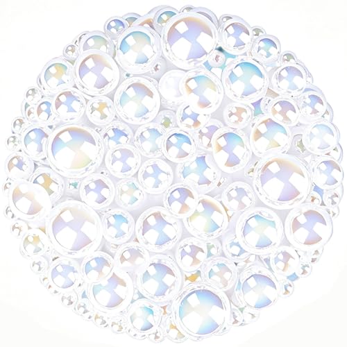 1500 Pcs AB Half Pearls for Crafting, Mixed Sizes 3/4/5/6/8/10mm Flatback Pearl Beads for Crafts, Gems for Nail Art Making, Shoes Clothes Embellishments (A014 White AB) - color: A014 White AB