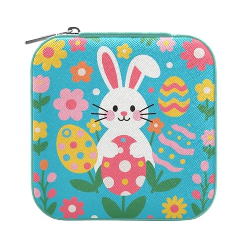 Travel Jewelry Case Jewelry Box Organizer for Women Girls Man Small Mini Portable Jewelry Storage Box for Earring Ring Necklace Blue Bunny Eggs Green - color: Blue Bunny Eggs