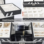 Dajasan Jewelry Organizer Box, Large Jewelry Boxes for Women Girls, Space-Saving 4 Layers Jewelry Storage Case with Drawer, Movable Metal Stand, Modern, Gift Idea (Black + Silver) - color: Black + Silver