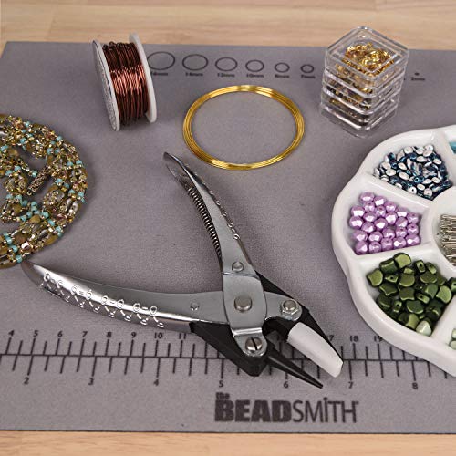 The Beadsmith Round Nose/Nylon Flat Nose Parallel Pliers, 5.5 inches (140mm) Steel Tool for Jewelry Making, with Spring - style: Round/Nylon Flat Jaw - 140mm