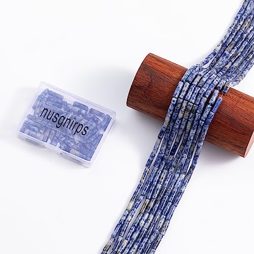 Natural Blue Sodalite Cylinder Tube Beads 4x13mm 38cm/str Loose Semi Gemstone Stone Beads for Making Bracelets Necklace Earrings - color: Blue Sodalite, size: 4x13mm Cylinder