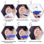 Reusable Ear Piercing Gun Kit, Professional Ear Piercing Gun with Stainless Steel Piercing Studs, Colorful Crystal Earrings for At Home Salon Earlobe Cartilage Helix Tragus Piercing Tool Set - color: Blue