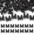 30Pcs Large Hole Letter Beads Black Acrylic European Beads 3D Letters M Chunky Bead Initial Alphabet Bead for Key Chains Bracelets Necklace DIY Craft Bag Charm Kit Arts Projects - color: Black-M