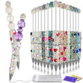 Tondiamo 45 Pcs Full Rhinestone Beadable Pens Bulk Set 15 Glitter Diamond Pens with Cards & Bags Fancy Beaded Pen for Beads DIY Cute Journalling Bling Ballpoint Craft Making(Heart Full Diamonds) - style: Heart Full Diamonds