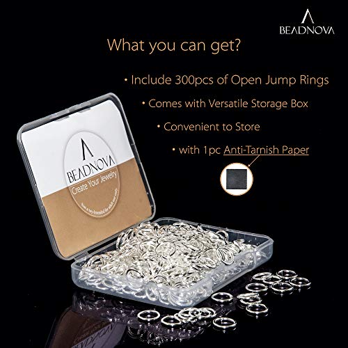 BEADNOVA 8mm Open Jump Rings Silver Jump Rings for Jewelry Making and Keychains (300Pcs) - color: 300pcs, size: 8mm