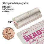 The Beadsmith Plated Memory Wire - 0.75 inches in Diameter - 48 Coils Each - Silver Color - Stainless Steel - Create Multi-Strand Round Rings and DIY Jewelry - size: 0.75" diameter per Ring, style: Silver - 48 Coils