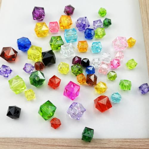 300pcs 8mm Acrylic Cube Square Faceted Acrylic Beads with Hole Plastic Spacer for Bracelets Necklace Earring Making Supplies (Deep Coffee) - color: Deep Coffee, size: 8mm