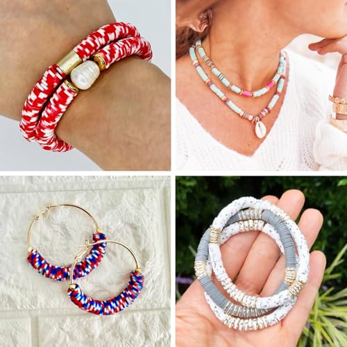 Elecrelive 12 Colors 5.5mm Clay Bead Strands Flat Polymer Clay Chip Beads Heishi Disc Loose Spacers for Bracelet Chocker Necklace Earring DIY Crafts - color: 12 Colors