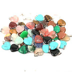 LE SKY 20 Pcs natural stone pendants heart shape healing stone charms for jewelry making - color: black agate