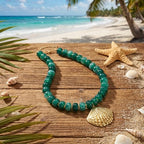 Chunky Beaded Starfish Shell Necklace for Women Colorful Boho Summer Chain Choker Beach Necklace with Acrylic Beads Trendy Chunky Jewelry Gifts - color: Green