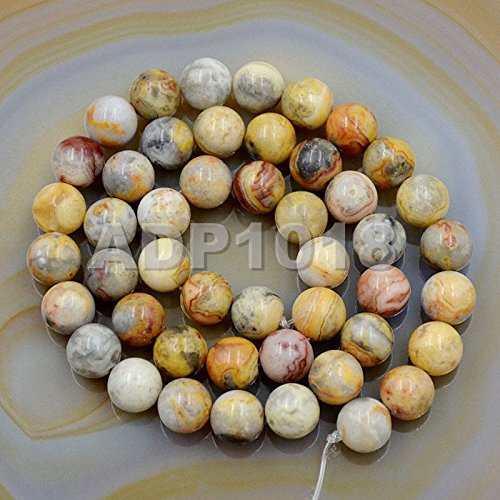 AD Beads Natural Gemstones 8mm Round Loose Beads 15'' ~ 16'' Pick Stone (Smooth Crazy Lace Agate) - color: Smooth Crazy Lace Agate