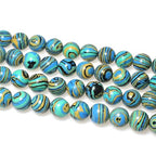 MJDCB Synthesis Colour Malachite Beads Beautiful Fashion Round Stone Beads for DIY Jewelry Making 15" (10mm, Blue- Gold - Black) - color: Blue Gold Black Malachite, size: 10mm