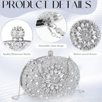 Quelay 4 Pcs Purse Rhinestone Jewelry Set Evening Clutch Bag Bling Crystal Necklace Dangle Earrings Bracelets Accessories - color: Silver, size: Stylish Style