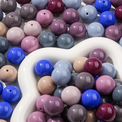 20mm Dark Style Color Acrylic Beads 180pcs Chunk Bubblegum Bead Color Pen Ball Beads for Pen Bag Jewelry Making Necklace Bracelets(Dark Blue&Grey) - color: dark blue&grey