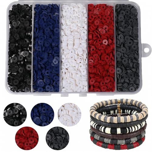 3500 Pcs Multicolor Clay Beads for Bracelets Making 6mm Heishi Polymer Clay Bead, Flat Round Disc for Jewelry Making - color: Multicolored