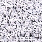 Acrylic Letter Beads Alphabet Black Letter White Cube Beads for Friendship Bracelets and Gifts Souvenir Jewelry Making(6 * 6mm Cube, 900pcs) - color: Black White(Cube)