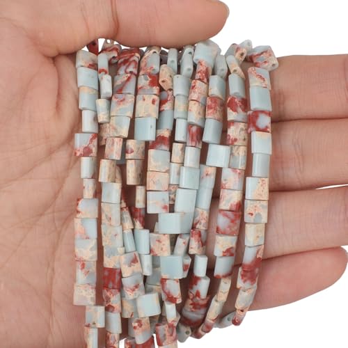 Natural Snakeskin Blue Stone Beads, Each Approximately 5x5x2mm Square 2-Hole Spacer Bead, are Used to Make Bracelets, Earrings, Necklaces, with Each String Measuring 15-16 Inches - color: Snakeskin Blue