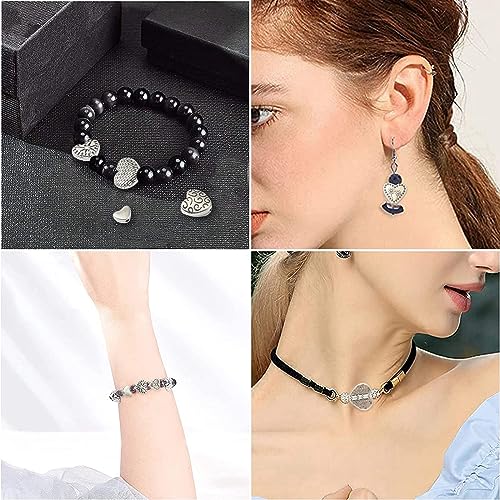 DanLingJewelry 100Pcs 10 Styles Tibetan Alloy Antique Sweet Love Heart Beads Heart Spacer Beads for Valentine's Day Jewelry Making - color: 100pcs - heart I - 10 styles