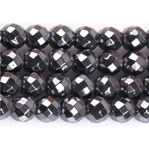 HAAMIIQII 40pcs 10mm Natural Black Hematite Loose Gemstone Beads Faceted Round Spacer Stone Beads for Jewelry Making DIY Bracelets Necklaces Crafting - color: Faceted Round, size: 10mm