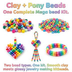 Jewelry Making Bead Kit, 6000 PCS Polymer Clay & Pony Beads, 24 Colors, 4 Letter Bead Styles, More Charms, Organizer Box, Bracelet Kit, Gift for Friends