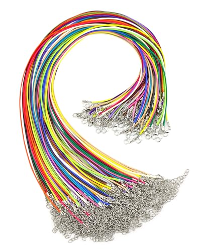 100 Pcs Waxed Necklace Cord, 18 Inch Rope Necklace String with Clasp for Necklace Bracelet Jewelry Making Accessories (Thickness 1.5mm, Multicolor)