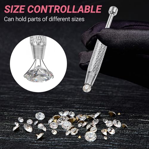 Piercing Ball Grabber Tool, 4-Claw Stainless Steel Jeweler Pick Up Tools,Septum Ball Screw Holder Tool for Piercing Changing/Removal,Earring Pearl Grabber for Jewelry/Electronic Component - color: 1pc Pink, 1pc Silver