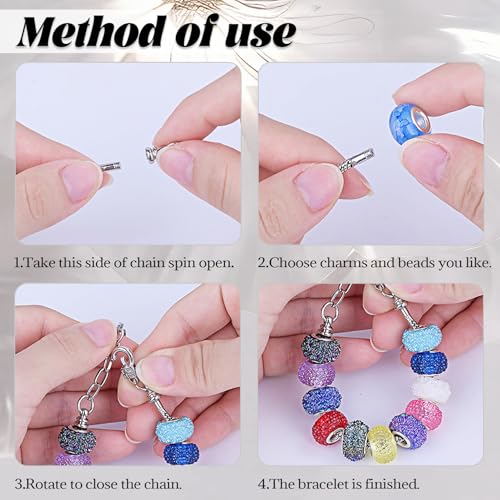 16 Pcs Snake Chain Charm Bracelet Adjustable Bangle Bracelets with Heart Lobster Clasp Extender Adjustable DIY Bracelet Chain for Women DIY Jewelry Making Supplies 7.87"(Silver) - color: silver