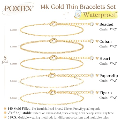 Gold Bracelets Set for Women Stack, Chunky Thick Bracelets Stack for Women Trendy, Simple Dainty Thin Gold Plated Cuff Stackable Bracelets With Beaded Cuban Paperclip Snake Rope Bangle Hand Chain Jewelry - style: Style 02-gold
