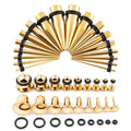 Longbeauty 14G-00G 36pcs Ear Gauges Stretching Kit Surgical Steel Tapers for Ears Gauge Starter Kits Single Flat Top Gauges Plugs for Women Men - color: Gold