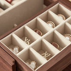 CHOSIN Black Walnut Jewelry Box for Women, 3-Level Multi-functional Organizer with Mirror for Watches, Necklaces, Rings & Earrings Storage Mothers Day Gifts for Mom - style: With Mirror