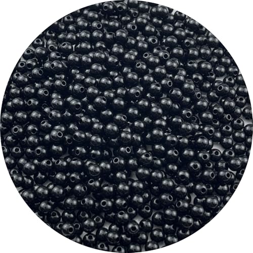 700pcs Acrylic Round Beads for Crafts 6mm Resin Candy Color Spacer Beads with Hole for Jewelry Making Sewing Crafts Decoration Necklaces Bracelets Earrings Supplies(Black) - color: Black, size: 6mm
