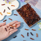 200 pcs Acrylic Tube Beads for Bracelets Amber Bangle Acrylic Beads Two Tone Curved Chunky Bamboo Tube Bead for Jewelry Making Earring Crafts - color: Brown-200pcs