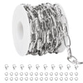 SMYHTGLIF 3 Meters Stainless Steel Chain Bulk Silver Unwelded Paperclip Chain for Jewelry Making Embossed Oval Link Jewelry Making Supplies - color: Embossed Paperclip Silver