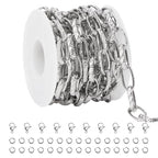 SMYHTGLIF 3 Meters Stainless Steel Chain Bulk Silver Unwelded Paperclip Chain for Jewelry Making Embossed Oval Link Jewelry Making Supplies - color: Embossed Paperclip Silver