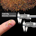 Iridescent Glass Tiny Bubble Beads, 0.4-3mm 20g No Hole Micro Mini Round Coffee Brown Water Droplets Beads - Applications: for Resin, Nail Art, Dollhouse Bath Tub, 2-Pieces - color: Coffee Brown, size: φ0.4-3mm