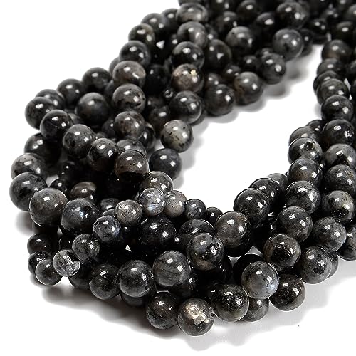 65Pcs Black Larvikite 6mm Beads Natural Stone Round Gemstone Genuine Real Stone for DIY Bracelet Jewelry String Making - color: Black Larvikite, size: 6mm