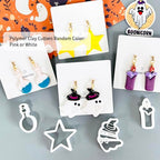 Xaekicr Halloween Polymer Clay Cutters Set – 8Pcs Clay Earring Cutters for Polymer Clay Jewelry, Ghost Bat Skull Pumpkin Shapes Clay Tools and Molds for DIY Crafts - color: A color