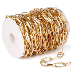 33FT Gold Paperclip Chain Roll 8MM Gold Plated Aluminum Paperclip Link Chains Spool Bulk for Jewelry Making - color: gold, size: 8MM