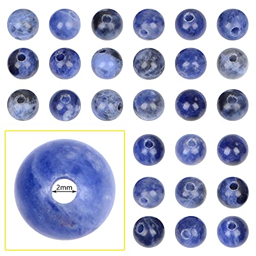 Bymitel 8mm Beads Big Hole 2.0mm Sized Original Natural Stone Beads Gemstone Round Loose Beads 45pcs Energy Healing Strand Loose Beads for Jewelry Making Bracelets Anklets(8mm, Blue Sodalite) - color: Blue Sodalite, size: 8mm