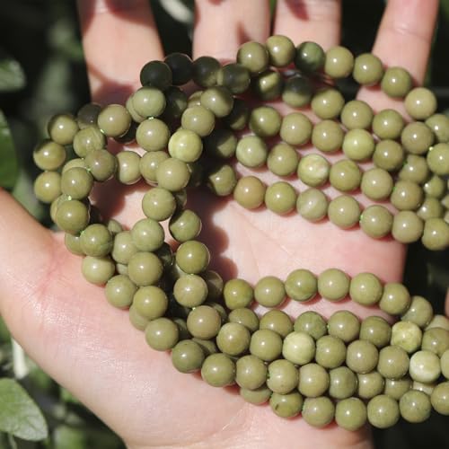 Natural Stone Beads Avocado Jade 8mm Polished Round Smooth Gemstone Beads for Jewelry Making Supplies 15 Inch(45 Beads) - color: Avocado Jade 8mm-45pcs