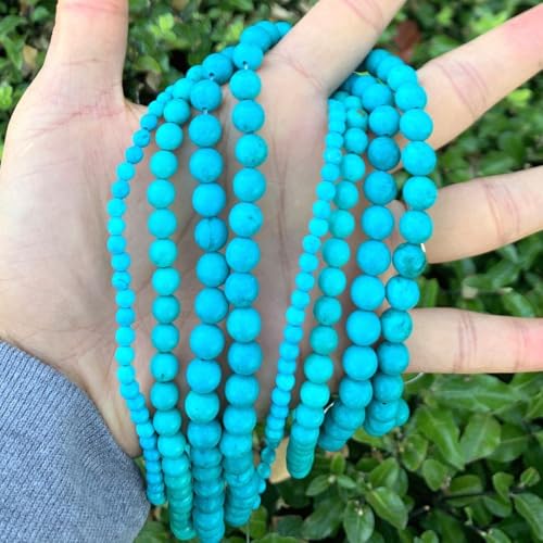 Adabele 120pcs Natural Stabilized Blue Turquoise Gemstone 6mm Round Loose Beads Gem Stone Spacer for Craft Jewelry Making GR-A6 - color: Round Beads, size: 6mm Round (120pcs/2 Strands)
