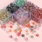 200Pcs Glass Round Beads 8mm Transparent Ink Wash Dye Sprinkled Gold Scattered Beads Handmade DIY Bead Material Bracelet Accessories (Purple) - color: Purple