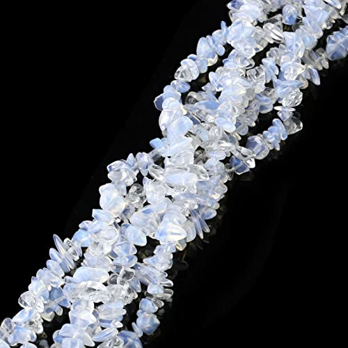 LAIDANLA White Opalite 400pcs Natural Chip Stone Beads 5-8mm Healing Crystal Irregular Gemstones Drilled DIY Loose Rocks Bead Crystal for Bracelet Earrings Necklace Jewelry Making Crafting - color: J-White Opalite