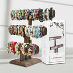 LadyRosian Wooden Bangle Display Holder Stand,3-Tier Wooden Rotating Jewelry Display Stand (Brown-3 layers) - color: Brown 3-Tier