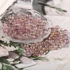 200Pcs Glass Round Beads 8mm Transparent Ink Wash Dye Sprinkled Gold Scattered Beads Handmade DIY Bead Material Bracelet Accessories (Purple) - color: Purple