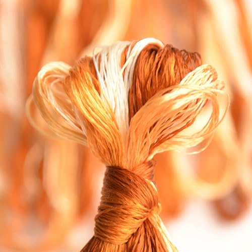 100% Nature Mulberry Handmade Embroidery Silk Thread Woven Jewelry Accessory Artificial Flowers Cross Stitch Floss DIY Sewing Kits 9 Gradient Colors 22m Each (46) - color: 46