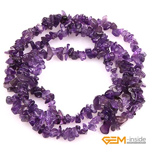 GEM-Inside Amethyst 7-8MM Chips Beads Natural Gemstone for Bracelet Necklace Jewelry Making 34 Inches - color: Amethyst